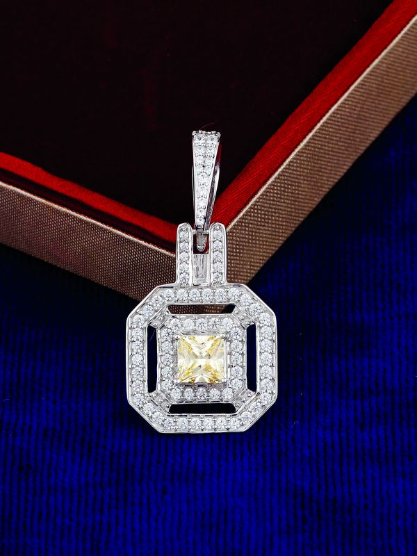 Silgo 925 Sterling Silver Cubic Zirconia Rhodium Plated Pendant for Women Girls