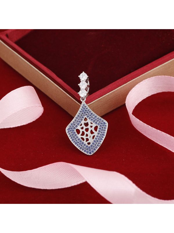 Silgo 925 Sterling Silver Rhodium Plated Cubic Zirconia Pendant for Women