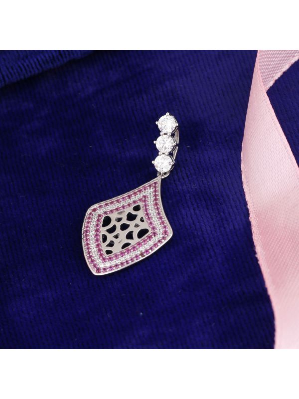 Silgo 925 Sterling Silver Rhodium Plated Cubic Zirconia Pendant for Women