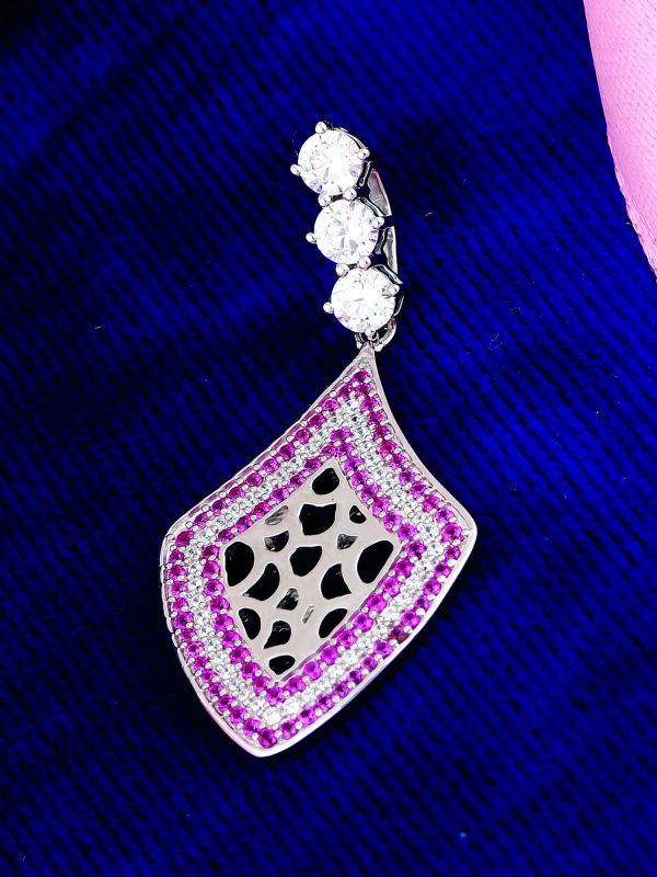 Silgo 925 Sterling Silver Rhodium Plated Cubic Zirconia Pendant for Women