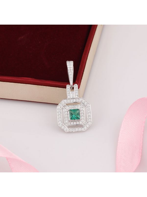 Silgo 925 Sterling Silver Rhodium Plated Cubic Zirconia Pendant for Women