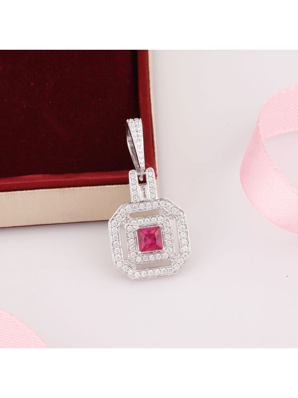 Silgo 925 Sterling Silver Rhodium Plated Cubic Zirconia Pendant for Women