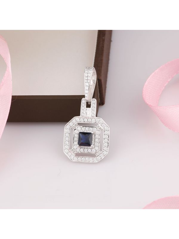 Silgo 925 Sterling Silver Rhodium Plated Cubic Zirconia Pendant for Women