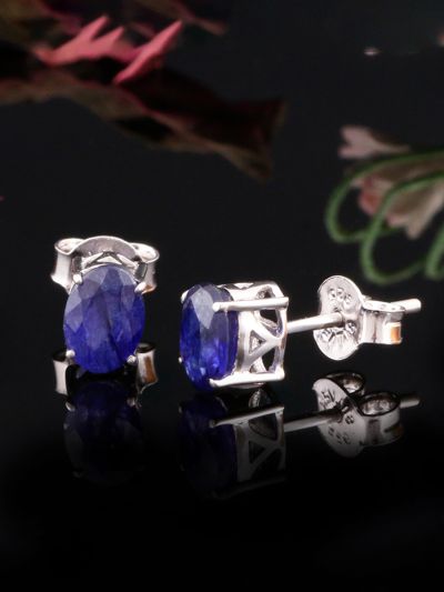 925 Sterling Silver White 7x5mm Oval Shape Studs Earrings 