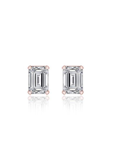 Silgo 925 Sterling Silver Cubic Zirconia Rose Gold Plated Stud Earrings For Women