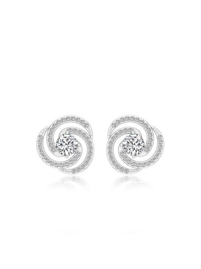 Silgo 925 Sterling Silver Cubic Zirconia Stone Rhodium Plated Studs Earrings for Women and Girls