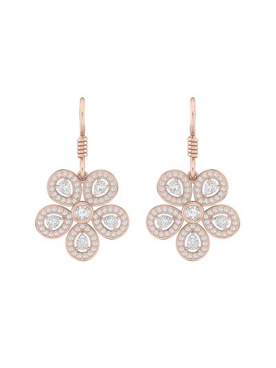Silgo 925 Sterling Silver Cubic Zirconia Rose Gold Plated Women Dangle Earring