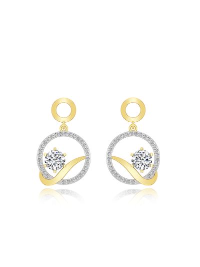 Silgo 925 Sterling Yellow Gold Plated Cubic Zirconia Dangle Earrings For Women