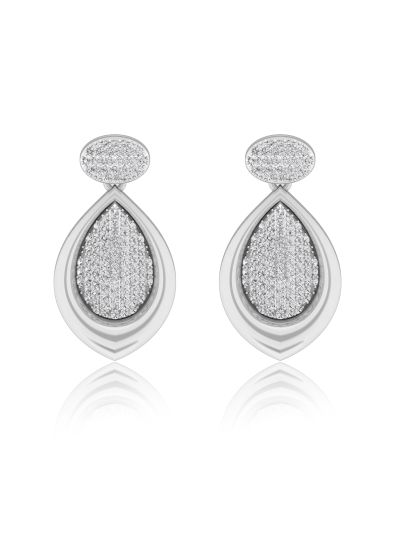 Silgo 925 Sterling Silver Pear Cubic Zirconia Rhodium Plated Dangle Women Earring Gift