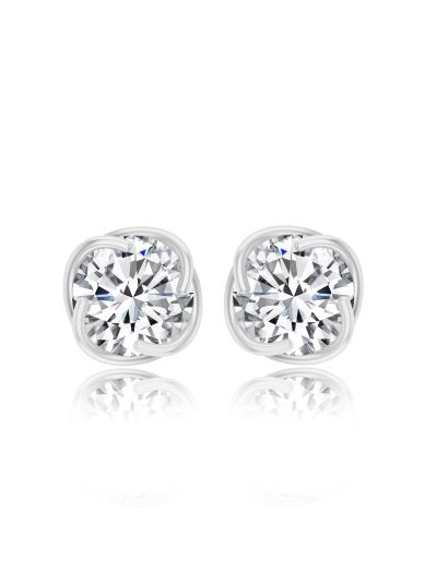 Silgo 925 Sterling Silver Cubic Zirconia Rhodium Plated Stud Earring Women Jwellery Gift