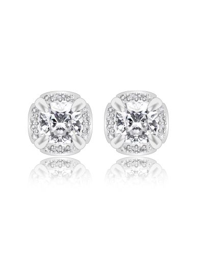 Silgo 925 Sterling Silver Cubic Zirconia Rhodium Plated Women Dangle Earrings