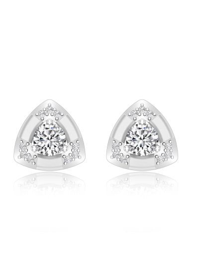Silgo 925 Sterling Silver Trillion Shape Cubic Zirconia Rhodium Plated Women Stud Earring Gift For Her
