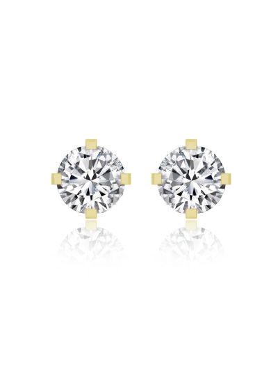 Silgo 925 Sterling Silver Yellow Gold Plated Cubic Zirconia Wedding Stud Earrings For Women