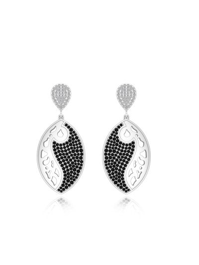 Silgo 925 Sterling Silver Rhodium Plated Cubic Zirconia Women Dangle Earrings