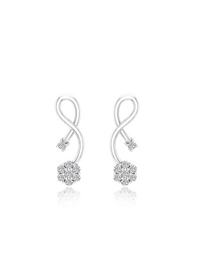 Silgo 925 Sterling Silver Rhodium Cubic Zirconia Plated Stud Earrings For Women
