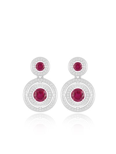 Silgo 925 Sterling Silver Pink Cubic Zirconia Rhodium Plated Dangle Earrings For Women