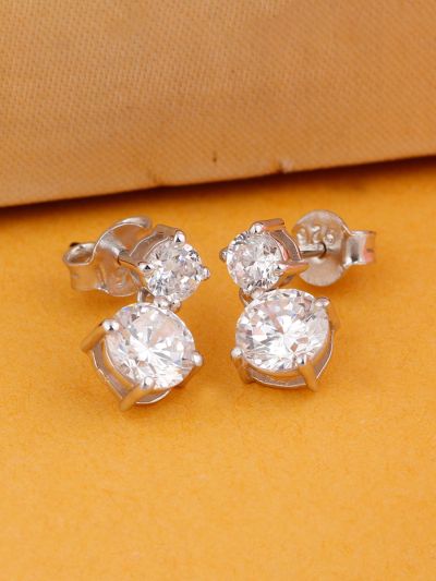 Silgo 925 Sterling Silver Rhodium Plated Cubic Zirconia Earrings For Women