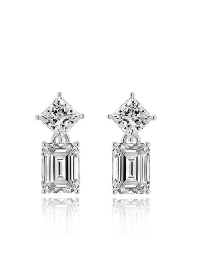 Silgo 925 Sterling Silver Cubic Zirconia Rhodium Plated Women Dangle Earrings