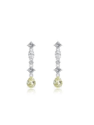 Silgo 925 Sterling Silver Yellow Cubic Zirconia Rhodium Women Dangle Earrings