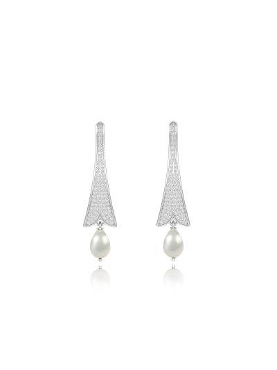 Silgo 925 Sterling Silver Rhodium Plated Cubic Zirconia Hook Wire Earrings For Women Girls