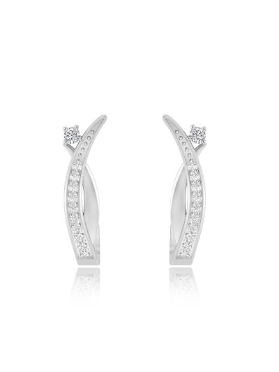 Silgo 925 Sterling Silver Rhodium Plated Cubic Zirconia Casual Stud Earrings