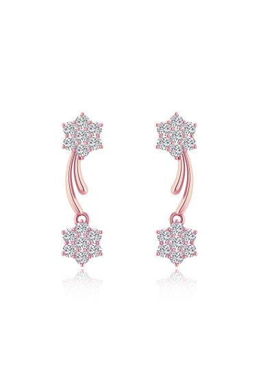 Silgo 925 Sterling Silver Cubic Zirconia Rose Gold Plated Women Stud Earrings