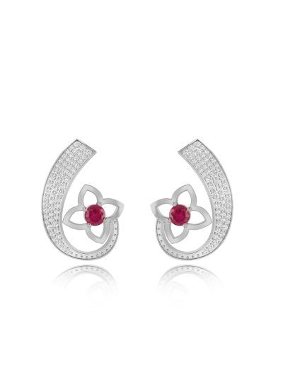 Silgo 925 Sterling Silver Cubic Zirconia Rhodium Plated Women Stud Earrings