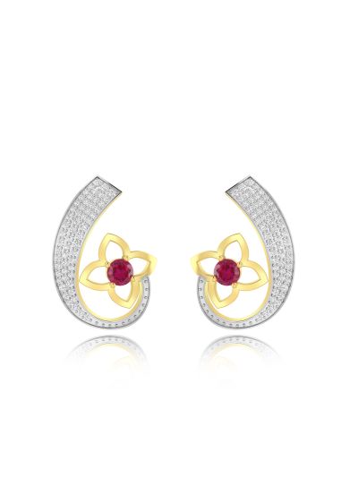 Silgo 925 Sterling Silver Cubic Zirconia Yellow Gold Plated Women Stud Earrings