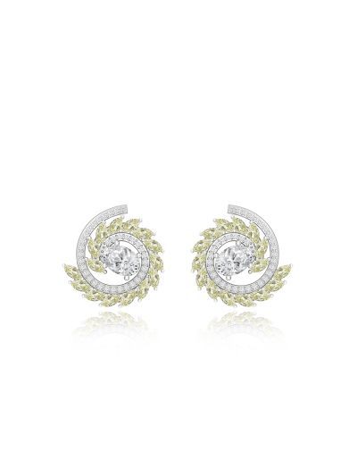 Silgo 925 Sterling Silver Cubic Zirconia Rhodium Plated Stud Earrings For Women