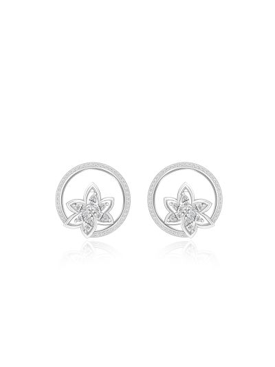Silgo 925 Sterling Silver Rhodium Plated Cubic Zirconia Round Stud Earring For Women