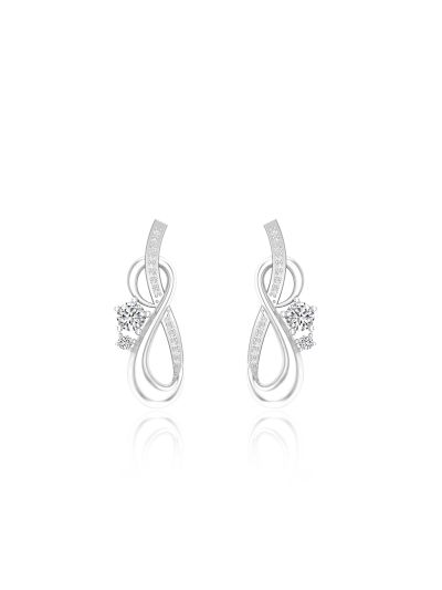 Silgo 925 Sterling Silver Rhodium Plated Cubic Zirconia Stud Earrings For Women