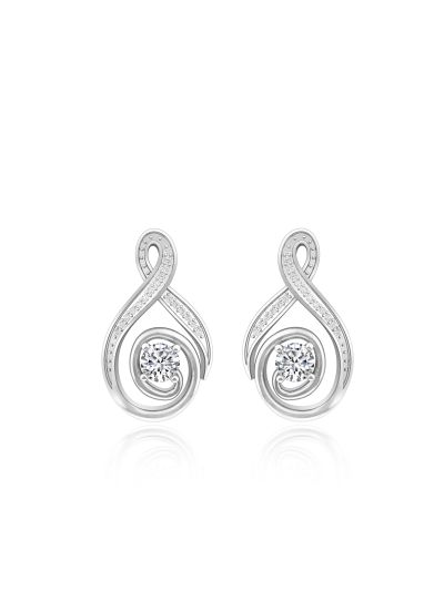 Silgo 925 Sterling Silver Rhodium Plated Cubic Zirconia Casual Stud Earrings For Women