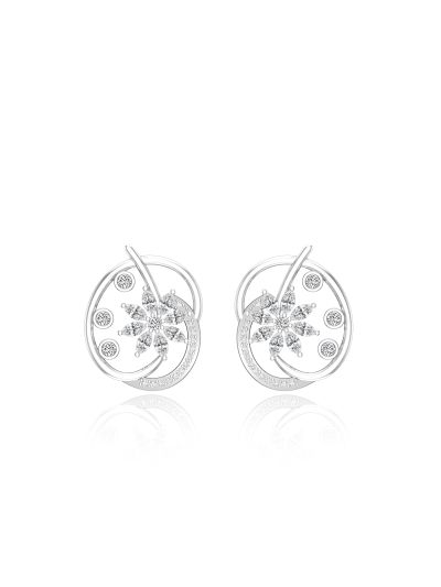 Silgo 925 Sterling Silver Cubic Zirconia Rhodium Plated Anniversary Women Stud Earrings