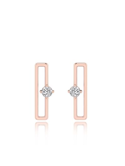 Silgo 925 Sterling Silver Rose Gold Plated Cubic Zirconia Women Stud Earrings