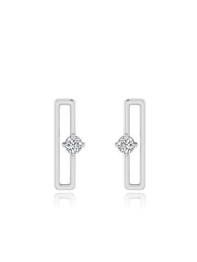 Silgo 925 Sterling Silver Rhodium Plated Cubic Zirconia Women Stud Earrings
