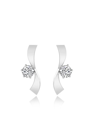 Silgo 925 Sterling Silver Rhodium Plated Cubic Zirconia Ladies Stud Earrings Jewellry