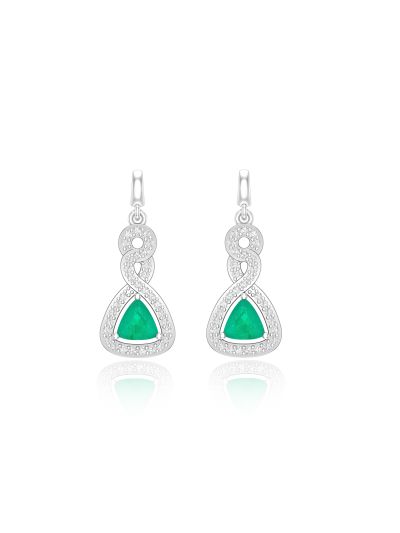 Silgo 925 Sterling Silver Cubic Zirconia Rhodium Plated Dangle Earring For Women