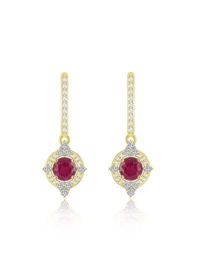 Silgo 925 Sterling Cubic Zirconia Yellow Gold Plated Dangle Earrings Silver Jewellry