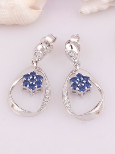 Silgo 925 Sterling Silver Cubic Zirconia Rhodium Plated For Women Dangle Earring