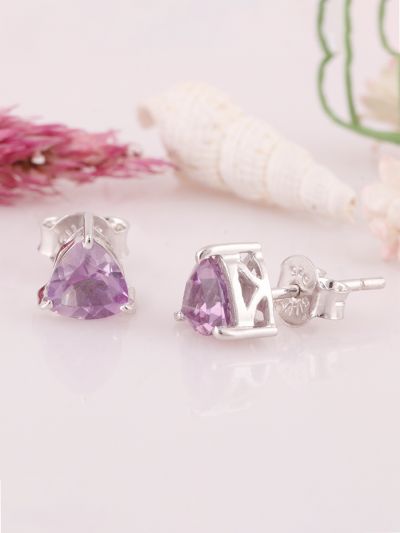  925 Silver White 6X6 MM Stud Earrings