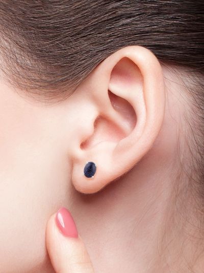 925 sterling silver white rhodium plated designer studs blue sunstone oval