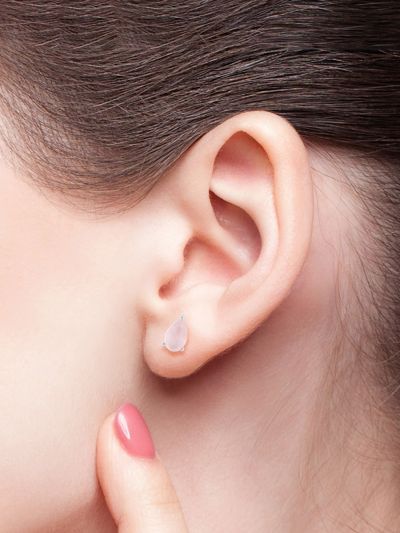 925 sterling silver white rhodium plated 8x5mm stud earrings 
