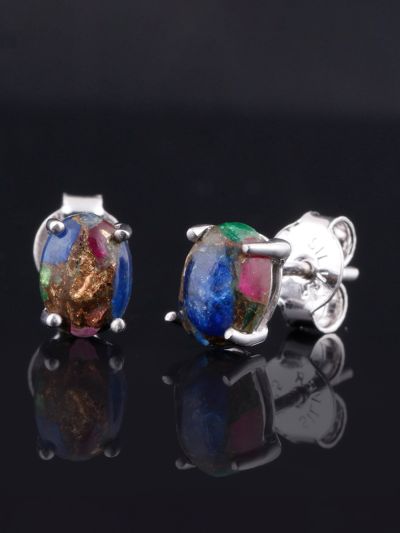 925 sterling silver white rhodium plated 7x5 mm designer stud earrings 