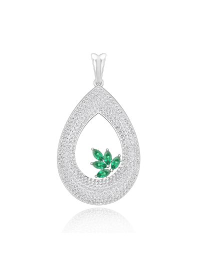 Silgo 925 Sterling Silver Rhodium Plated Cubic Zirconia Leaf Pendant Gift for Women Jewelry