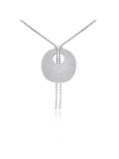Silgo 925 Sterling Silver Cubic Zirconia Rhodium Plated Women Pendant with Chain Jewelry