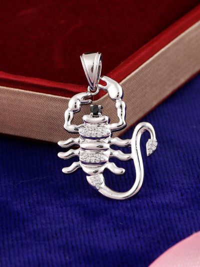 Silgo 925 Sterling Silver Rhodium Plated Black Cubic Zirconia Scorpion Women Pendant jewellry